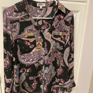 Express Black Multi-Color Paisley Portofino Button-down Shirt